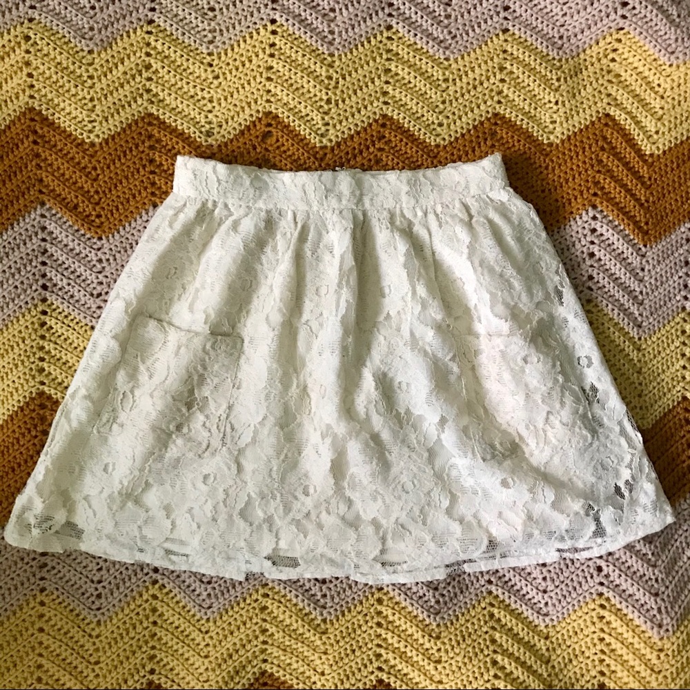 Cream Lace Miniskirt